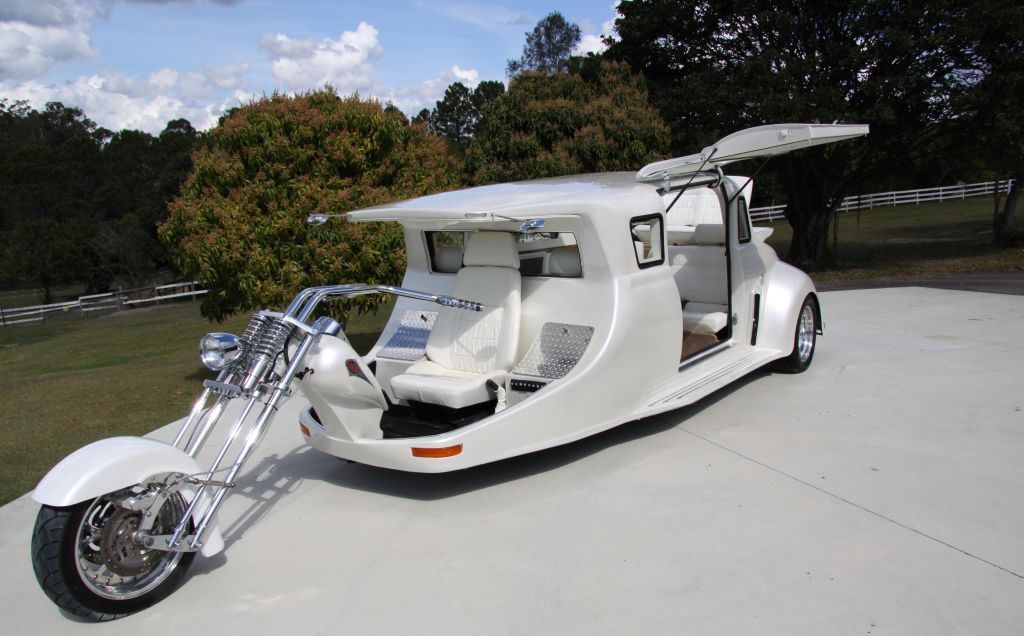 white harley limo 1